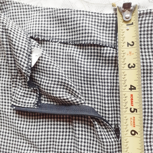 VTG Houndstooth Mini Pencil Skirt Black + White 7 - Picture 7 of 8